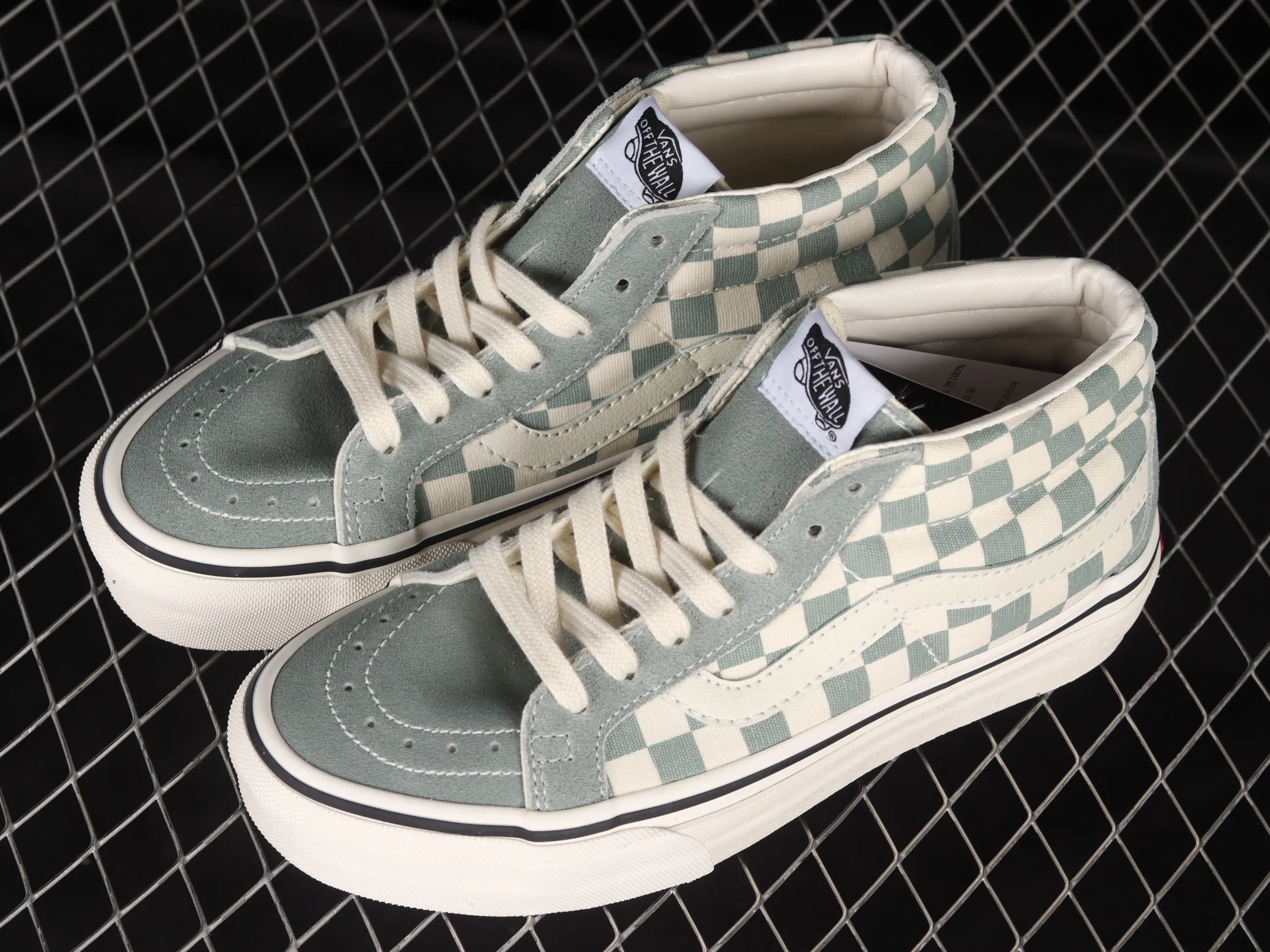 All categories Vans Vans series Vans Mid Vans China Vans SK8-Mid Vans milk green checkerboard classic mid-top skateboard shoes VN0A391FOQL